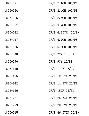 沃特曼GF/F 0.7um纯玻璃纤维滤纸1825-024