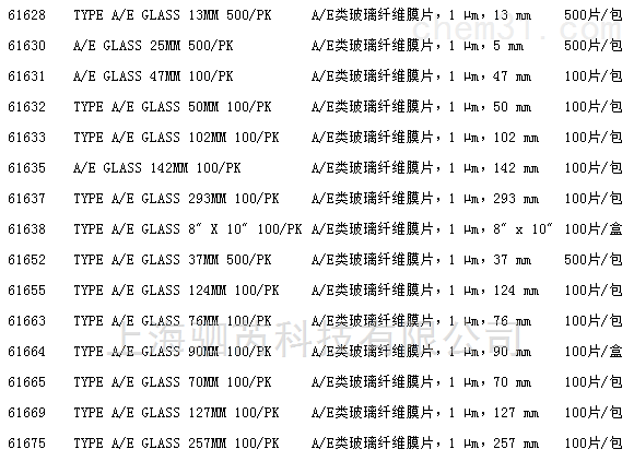 PALL A/E Glass Fiber 玻璃纤维滤膜片61664